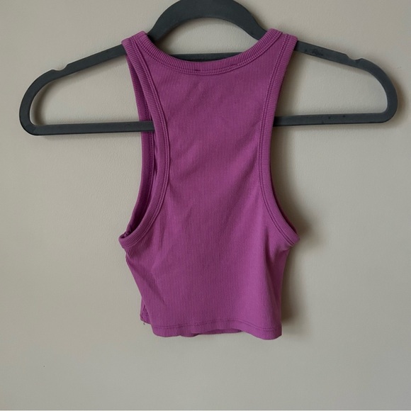 Zara Women's Pink Purple Magenta Ribbed Cropped Tank Top Size Small - Picture 3 of 5